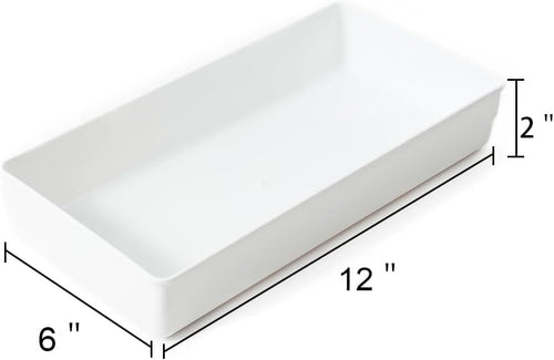 3 Pack White Plastic Drawer Organizer Tray Cutlery Utensil Makeups Drawer Organizers 12" X 6"…
